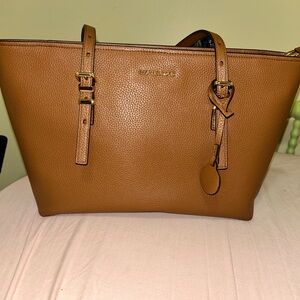 Michael Kors Cognac Pebbled Leather Tote with Gold Hardware